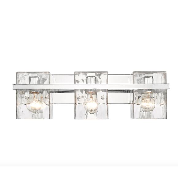 Bathroom Vanity Light Polished Chrome Dimmable, Up or Down Water Glass Shade - Picture 1 of 9